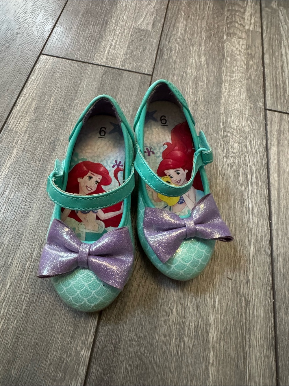Little Girls' Mermaid Teal Shoes with Purple Bow